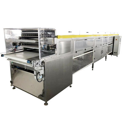 Goede prijs Pocky Biscuit Chocolate Coating Machine 1300kg/h Met noten Decoratie Air Cooling online